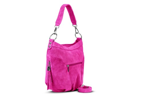 Torba Skórzana Vera Pelle Victoria Zamszowa Fuksja