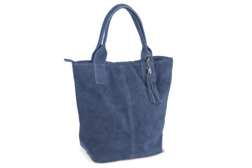 Torba Skórzana Vera Pelle Zamszowy Worek Jeans