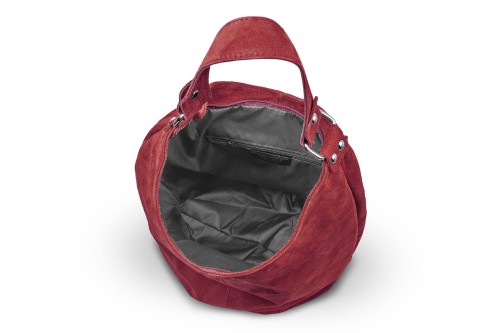 Torba Skórzana Vera Pelle Zamszowy Worek Czerwona