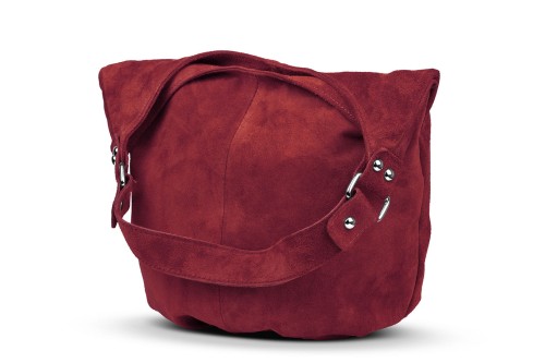 Torba Skórzana Vera Pelle Zamszowy Worek Czerwona
