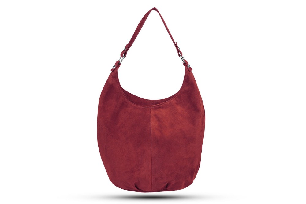 Torba Skórzana Vera Pelle Zamszowy Worek Czerwona