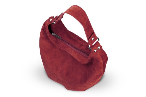 Torba Skórzana Vera Pelle Zamszowy Worek Czerwona