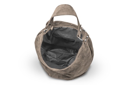 Torba Skórzana Vera Pelle Zamszowy Worek Taupe