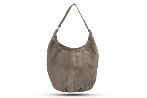 Torba Skórzana Vera Pelle Zamszowy Worek Taupe