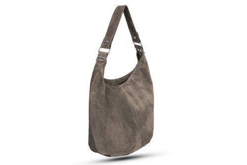 Torba Skórzana Vera Pelle Zamszowy Worek Taupe