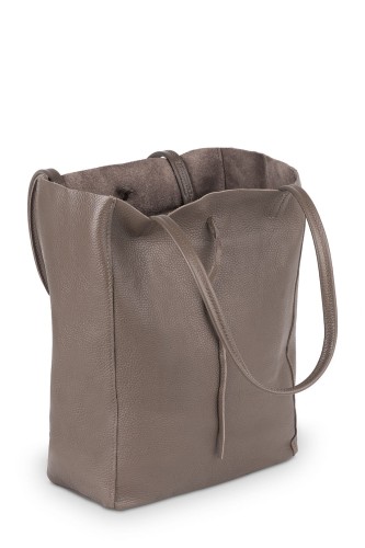 Torba Skórzana Vera Pelle Worek Taupe (2).jpg