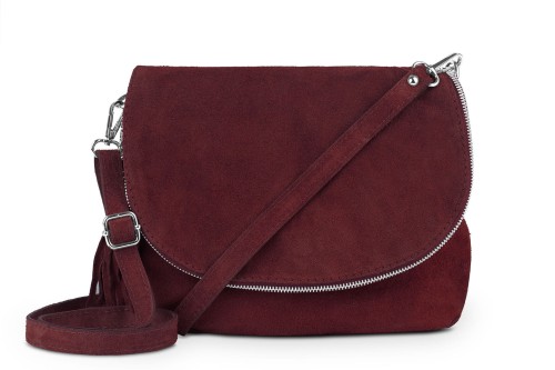 Torebka Skórzana Chlebak Vera Pelle Zamszowa Bordowa (2).jpg