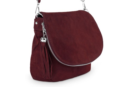 Torebka Skórzana Chlebak Vera Pelle Zamszowa Bordowa (3).jpg