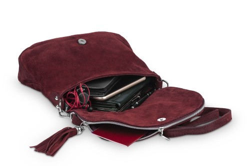 Torebka Skórzana Chlebak Vera Pelle Zamszowa Bordowa (7).jpg