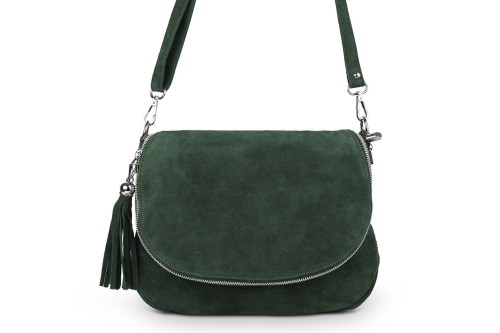 Torebka Skórzana Vera Pelle Bisaccia Zamsz Butelkowa