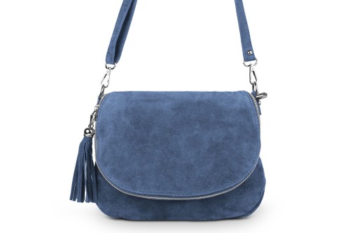 Torebka Skórzana Vera Pelle Bisaccia Zamsz Jeans