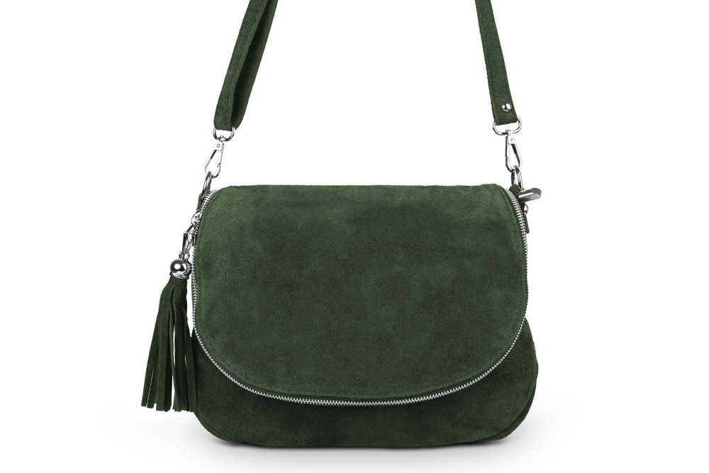 Torebka Skórzana Chlebak Vera Pelle Zamszowa Zielona (1).jpg