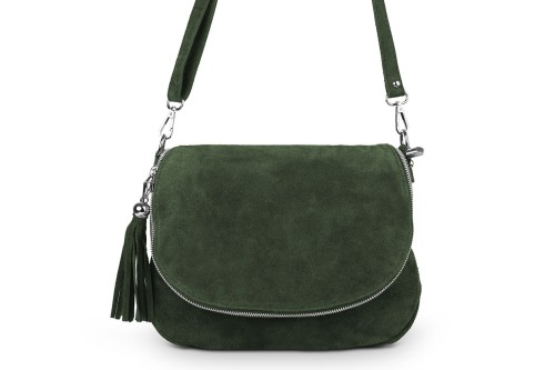 Torebka Skórzana Vera Pelle Bisaccia Zamsz Khaki