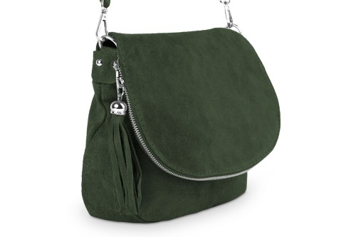 Torebka Skórzana Chlebak Vera Pelle Zamszowa Zielona (3).jpg