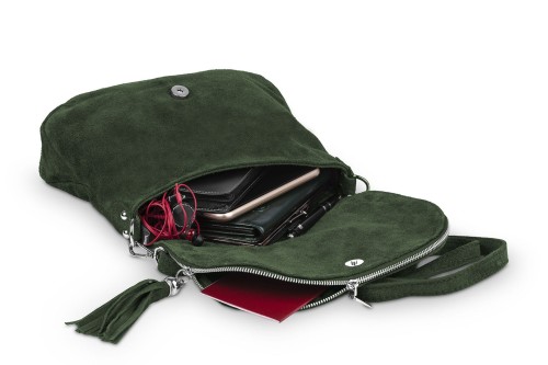 Torebka Skórzana Chlebak Vera Pelle Zamszowa Zielona (7).jpg
