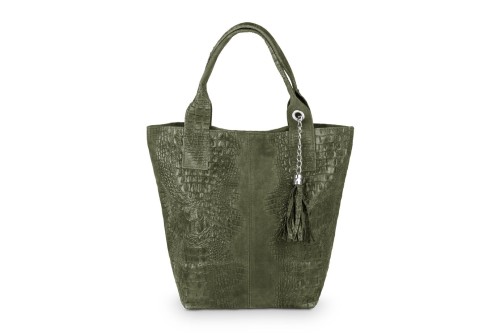Torba Skórzana Vera Pelle Łuski Worek Khaki (1).jpg