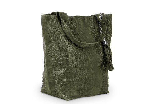 Torba Skórzana Vera Pelle Łuski Worek Khaki (3).jpg