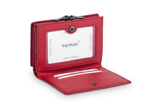 Portfel damski Skórzany VerMari RFID Ochrona kart  Czerwony (7).jpg