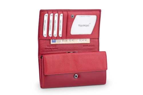 Portfel damski Skórzany VerMari RFID Ochrona kart  Czerwony (7).jpg