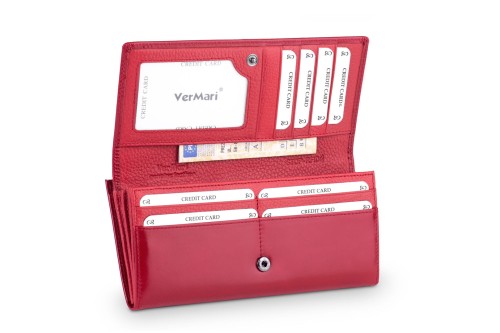 Portfel damski Skórzany VerMari RFID Ochrona kart  Czerwony (7).jpg