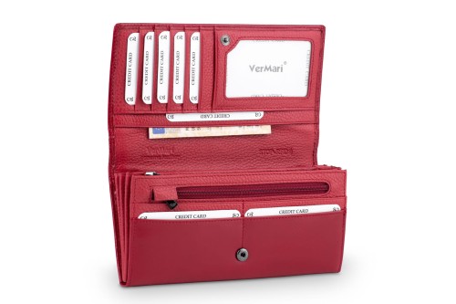 Portfel damski Skórzany VerMari RFID Ochrona kart  Czerwony (7).jpg