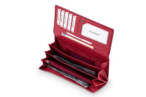 Portfel damski Skórzany VerMari RFID Ochrona kart  Czerwony (8).jpg