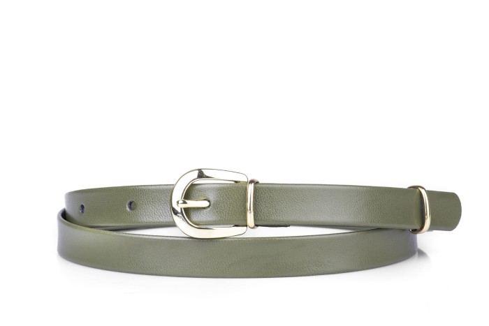 Pasek damski klasyczny khaki mat 1,5 cm