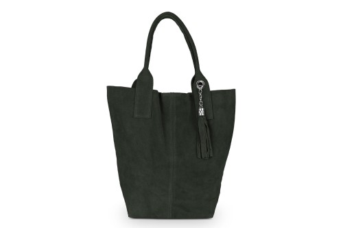 Torba Skórzana Vera Pelle Zamszowy Worek Ciemne Khaki (2).jpg