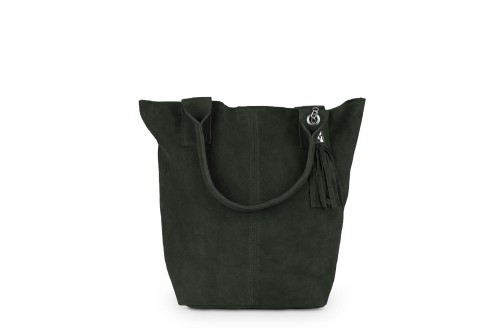 Torba Skórzana Vera Pelle Zamszowy Worek Ciemne Khaki (5).jpg