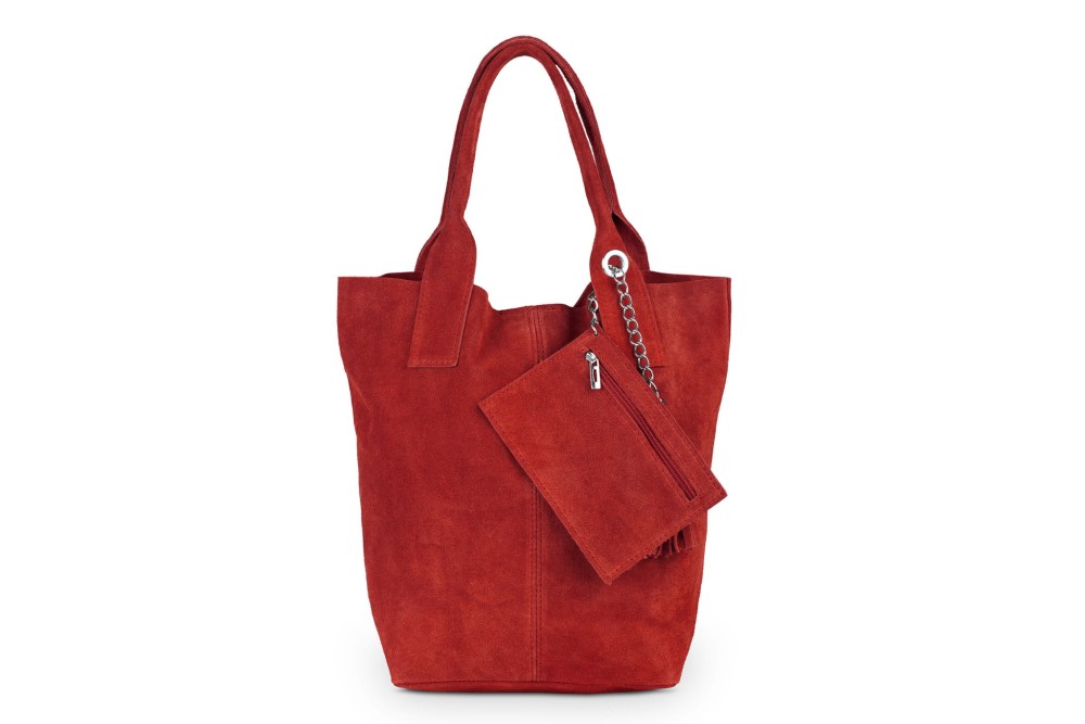Torba Skórzana Vera Pelle Zamszowy Worek Czerwona (1).jpg