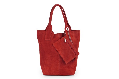 Torba Skórzana Vera Pelle Zamszowy Worek Czerwona (1).jpg