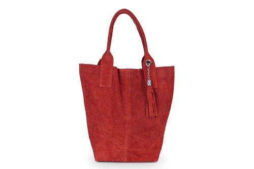 Torba Skórzana Vera Pelle Zamszowy Worek Czerwona (2).jpg