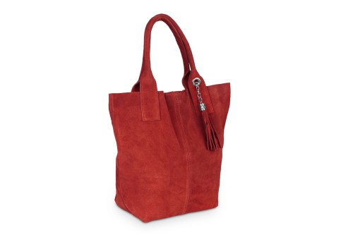 Torba Skórzana Vera Pelle Zamszowy Worek Czerwona (3).jpg