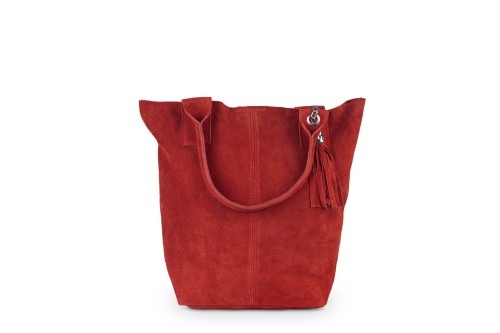 Torba Skórzana Vera Pelle Zamszowy Worek Czerwona (5).jpg