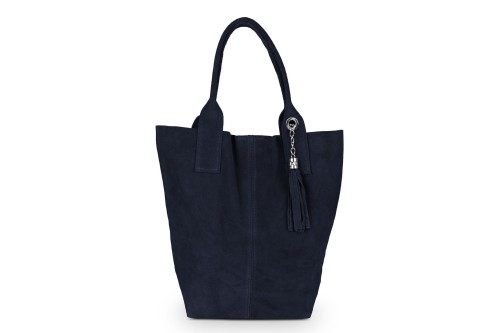 Torba Skórzana Vera Pelle Zamszowy Worek Granatowa (2).jpg