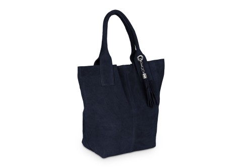 Torba Skórzana Vera Pelle Zamszowy Worek Granatowa (3).jpg