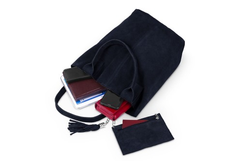 Torba Skórzana Vera Pelle Zamszowy Worek Granatowa (6).jpg