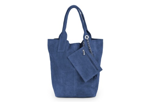 Torba Skórzana Vera Pelle Zamszowy Worek Jeansowa