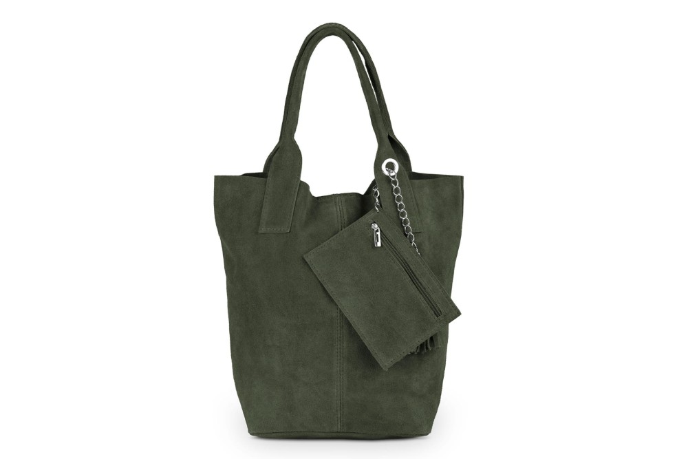 Torba Skórzana Vera Pelle Zamszowy Worek Khaki (1).jpg