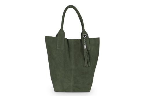 Torba Skórzana Vera Pelle Zamszowy Worek Khaki (2).jpg