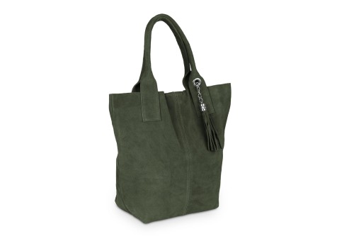 Torba Skórzana Vera Pelle Zamszowy Worek Khaki (3).jpg