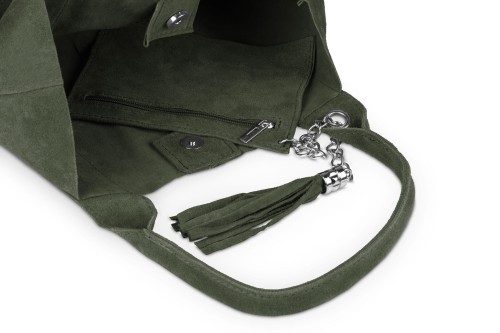 Torba Skórzana Vera Pelle Zamszowy Worek Khaki (4).jpg