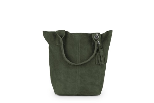 Torba Skórzana Vera Pelle Zamszowy Worek Khaki (5).jpg