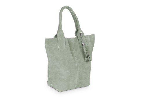 Torba Skórzana Vera Pelle Zamszowy Worek Miętowa (3).jpg