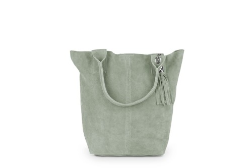 Torba Skórzana Vera Pelle Zamszowy Worek Miętowa (5).jpg