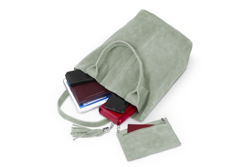 Torba Skórzana Vera Pelle Zamszowy Worek Miętowa (6).jpg