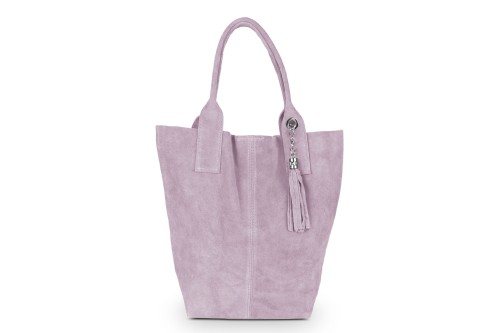 Torba Skórzana Vera Pelle Zamszowy Worek Różowa (2).jpg