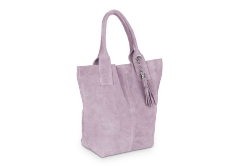 Torba Skórzana Vera Pelle Zamszowy Worek Różowa (3).jpg