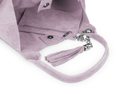 Torba Skórzana Vera Pelle Zamszowy Worek Różowa (4).jpg