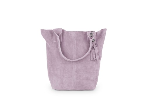 Torba Skórzana Vera Pelle Zamszowy Worek Różowa (5).jpg